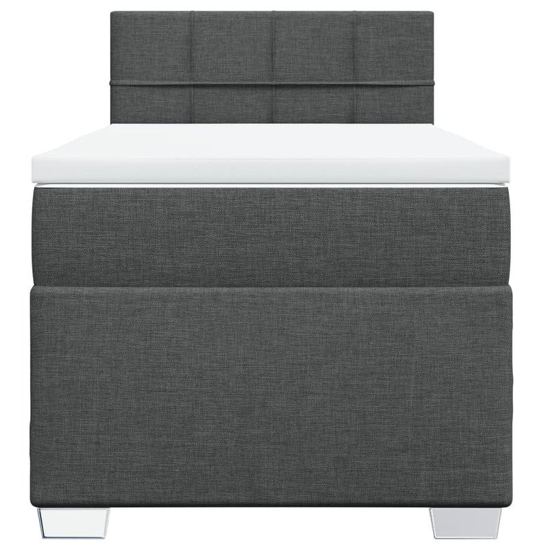 Pat box spring cu saltea, gri închis, 80x200 cm, textil