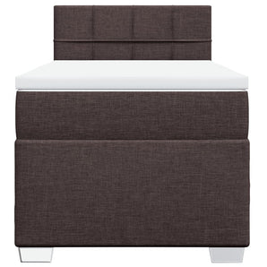 Pat box spring cu saltea, maro închis, 80x200 cm, textil