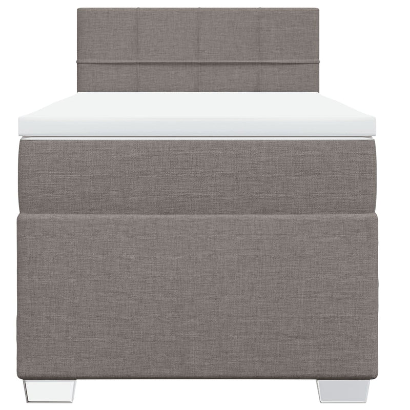 Pat box spring cu saltea, gri taupe, 80x200 cm, textil
