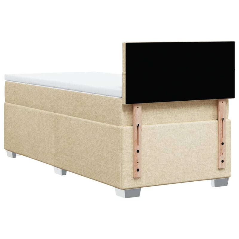 Pat box spring cu saltea, crem, 80x200 cm, textil