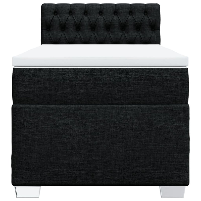 Pat box spring cu saltea, negru, 80x200 cm, textil
