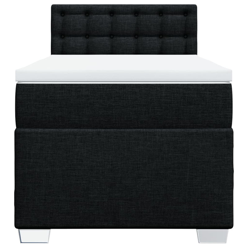 Pat box spring cu saltea, negru, 80x200 cm, textil