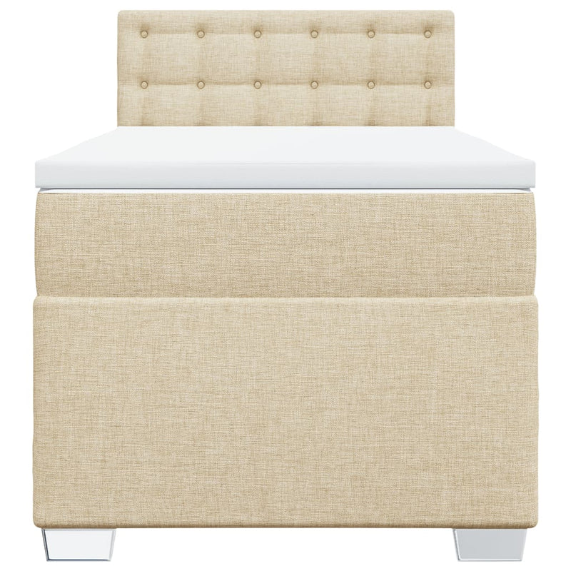 Pat box spring cu saltea, crem, 80x200 cm, textil