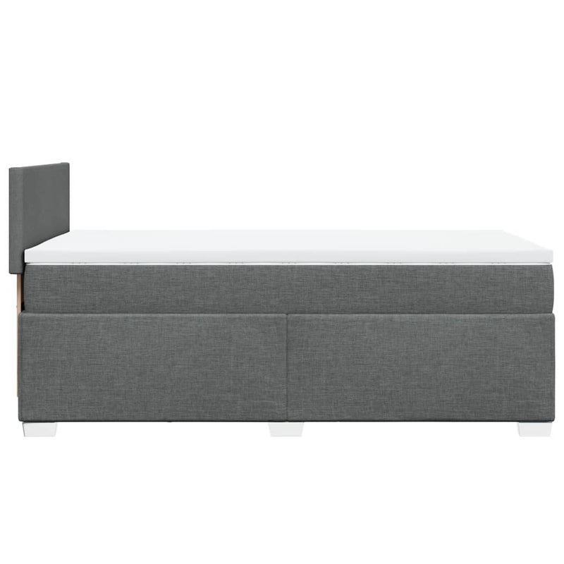 Pat box spring cu saltea, gri închis, 90x190 cm, textil