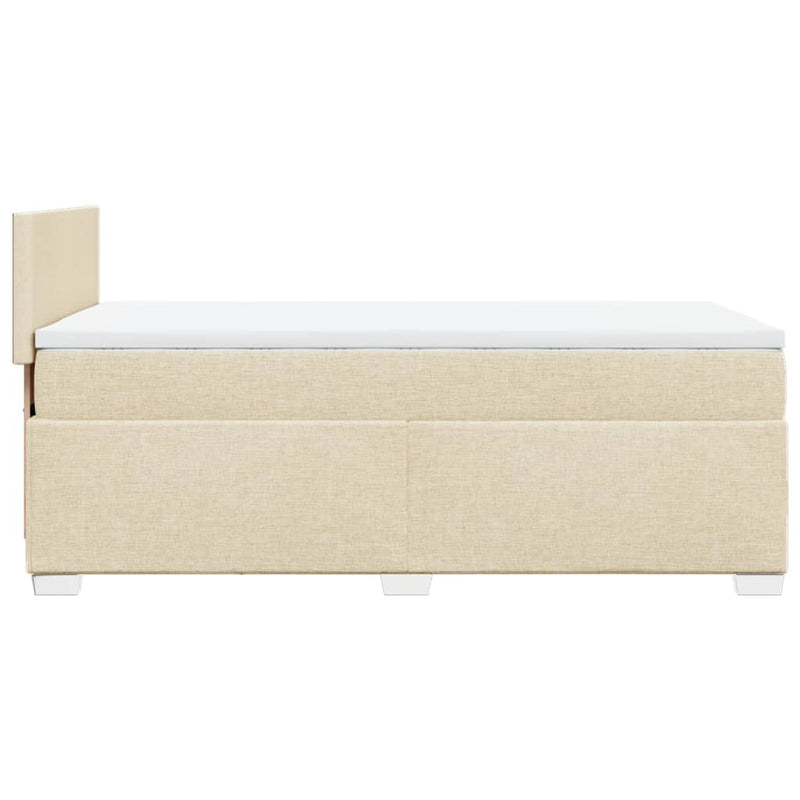 Pat box spring cu saltea, crem, 90x190 cm, textil