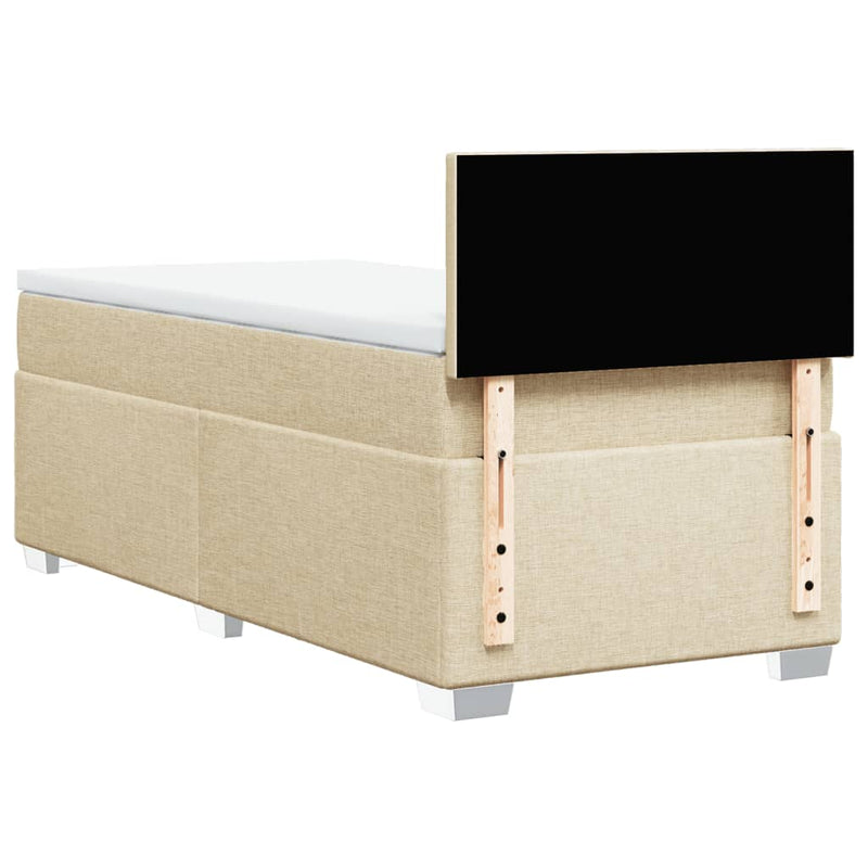 Pat box spring cu saltea, crem, 90x190 cm, textil