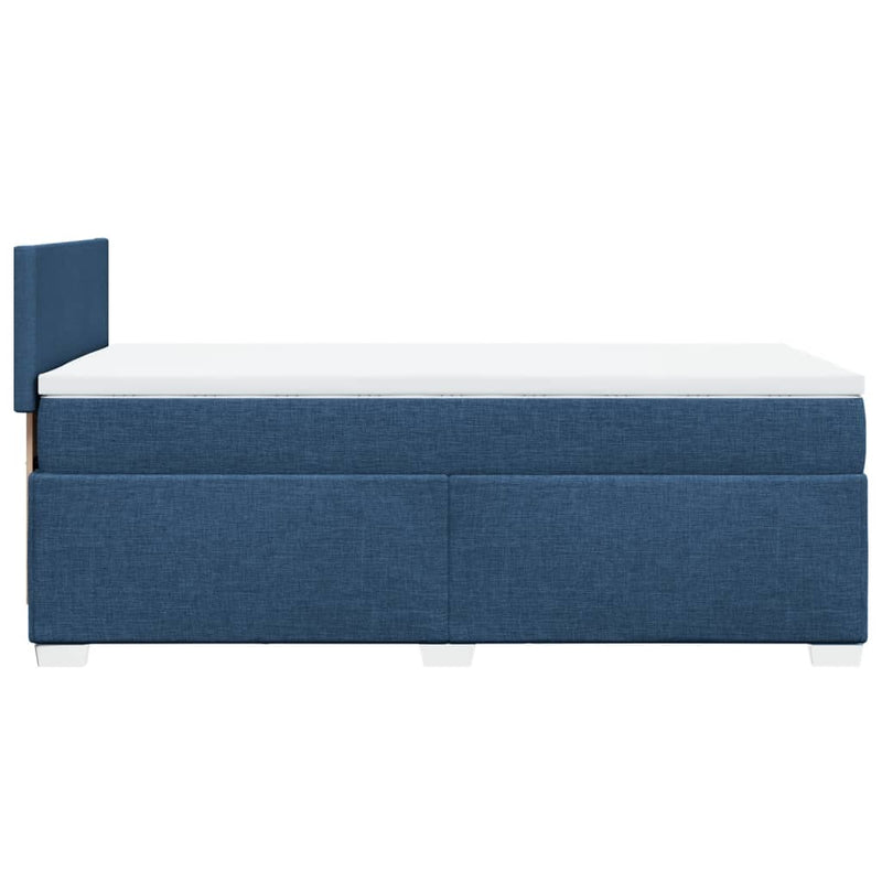Pat box spring cu saltea, albastru, 90x190 cm, textil