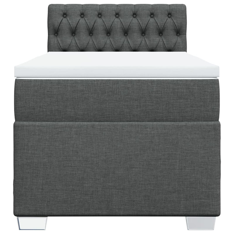 Pat box spring cu saltea, gri închis, 90x190 cm, textil