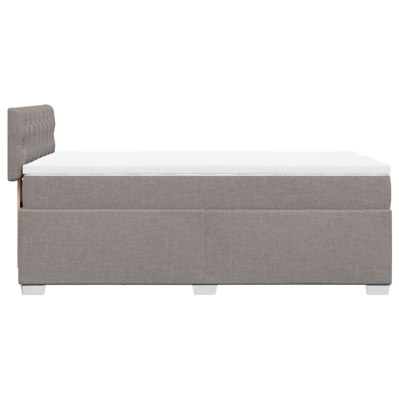 Pat box spring cu saltea, gri taupe, 90x190 cm, textil