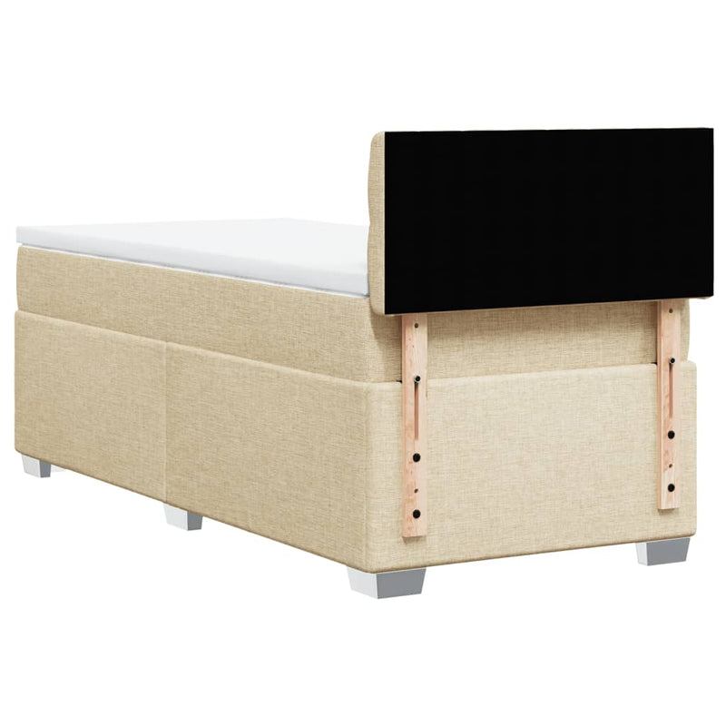 Pat box spring cu saltea, crem, 90x190 cm, textil