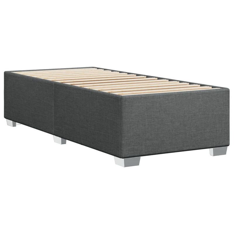 Pat box spring cu saltea, gri închis, 90x200 cm, textil