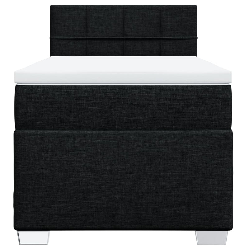 Pat box spring cu saltea, negru, 90x200 cm, textil
