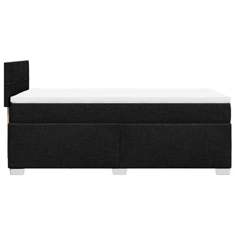 Pat box spring cu saltea, negru, 90x200 cm, textil