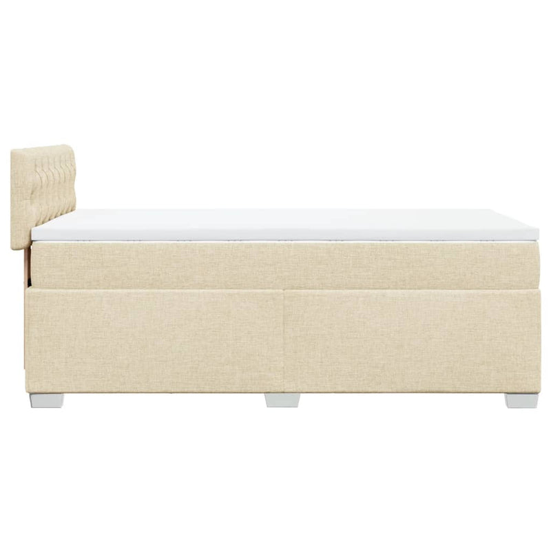 Pat box spring cu saltea, crem, 90x200 cm, textil