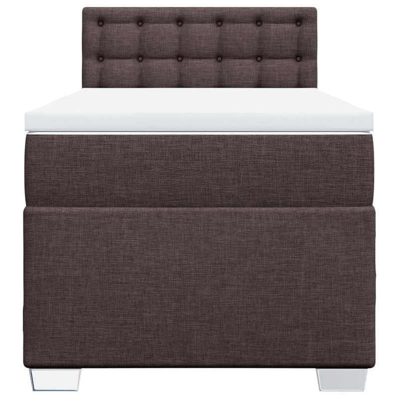 Pat box spring cu saltea, maro închis, 90x200 cm, textil