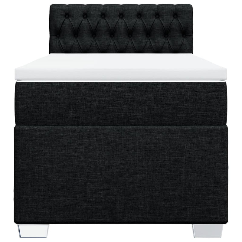 Pat box spring cu saltea, negru, 100x200 cm, textil