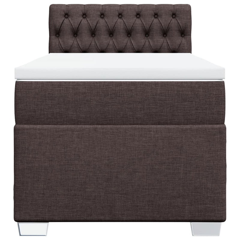 Pat box spring cu saltea, maro închis, 100x200 cm, textil