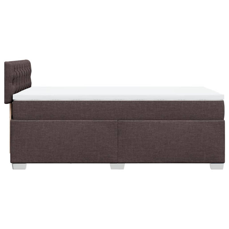 Pat box spring cu saltea, maro închis, 100x200 cm, textil