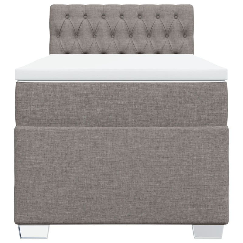 Pat box spring cu saltea, gri taupe, 100x200 cm, textil