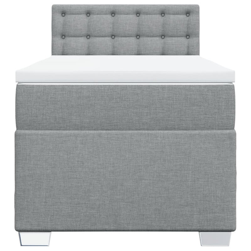 Pat box spring cu saltea, gri deschis, 100x200 cm, textil