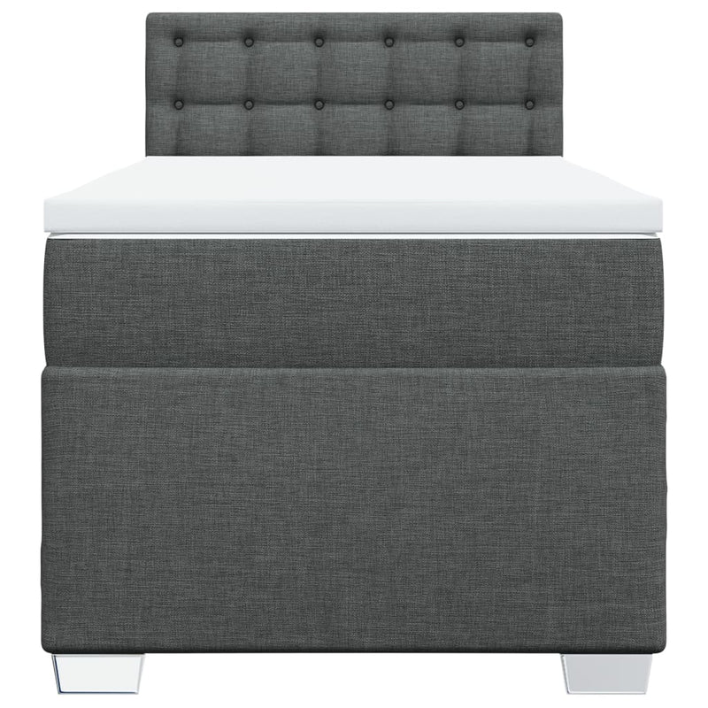 Pat box spring cu saltea, gri închis, 100x200 cm, textil