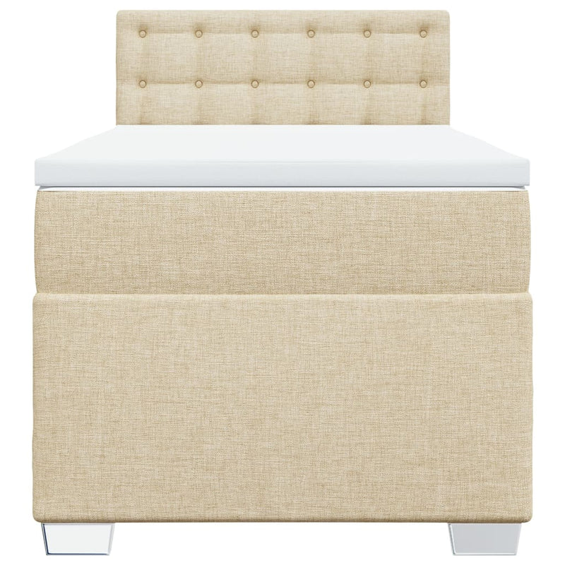 Pat box spring cu saltea, crem, 100x200 cm, textil