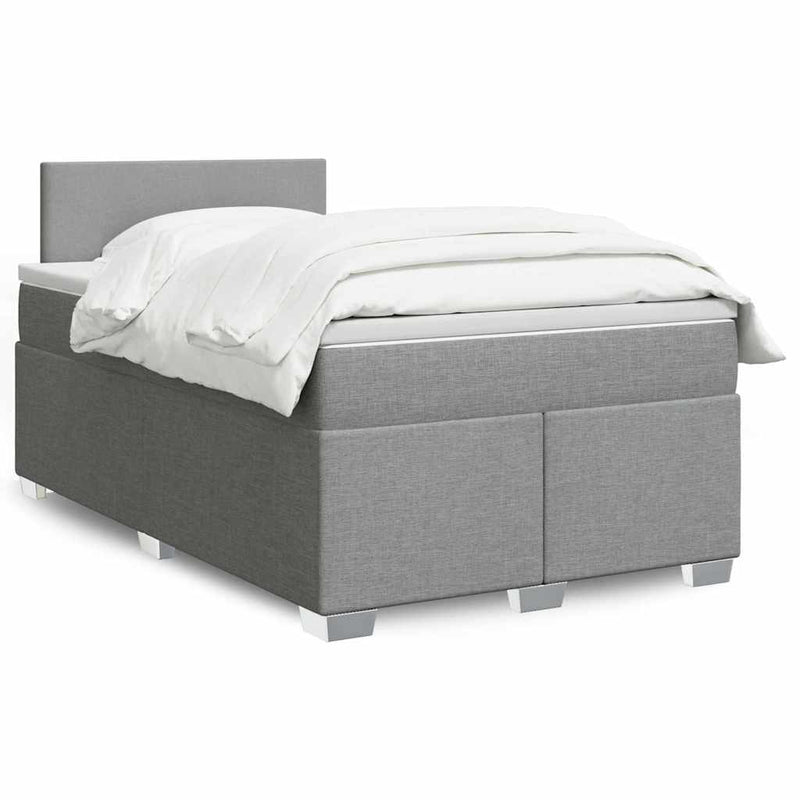 Pat box spring cu saltea, gri deschis, 120x190 cm, textil