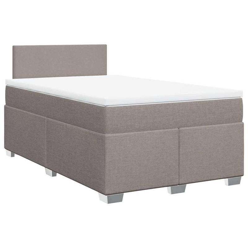 Pat box spring cu saltea, taupe, 120x190 cm material textil