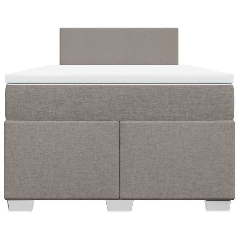 Pat box spring cu saltea, taupe, 120x190 cm material textil
