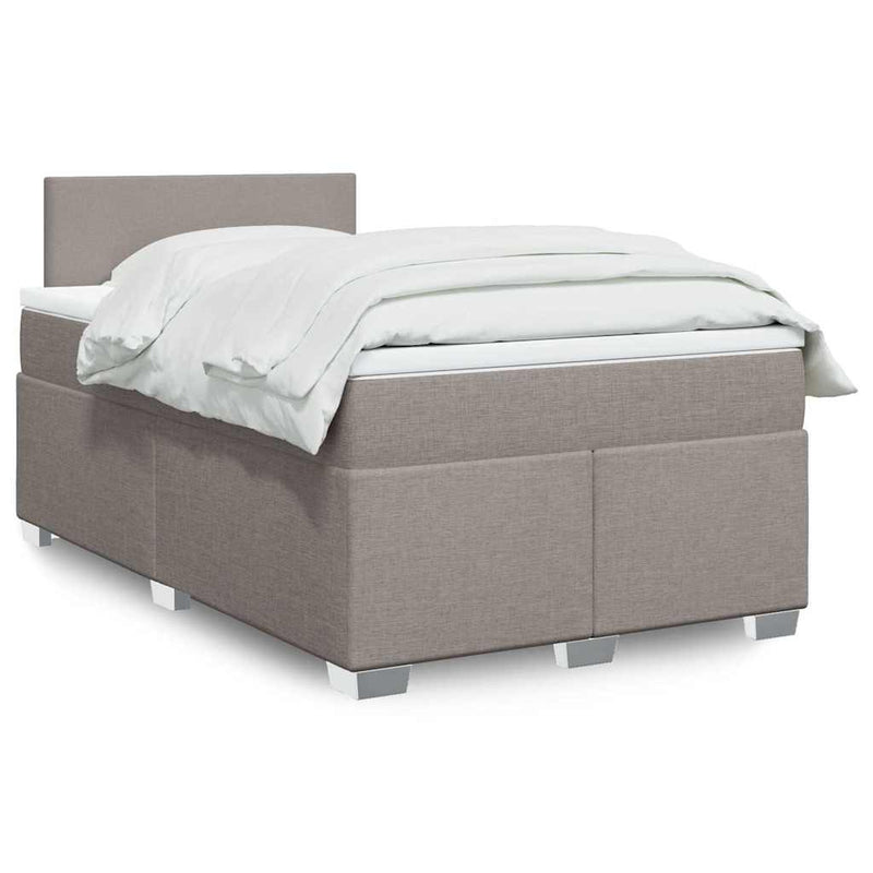 Pat box spring cu saltea, taupe, 120x190 cm material textil