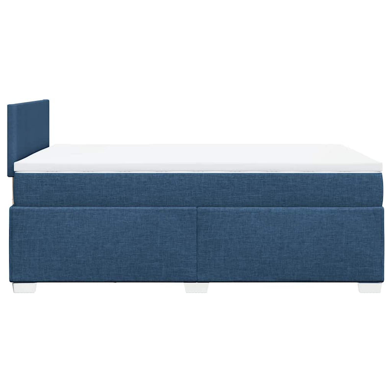 Pat box spring cu saltea, albastru, 120x190 cm, material textil