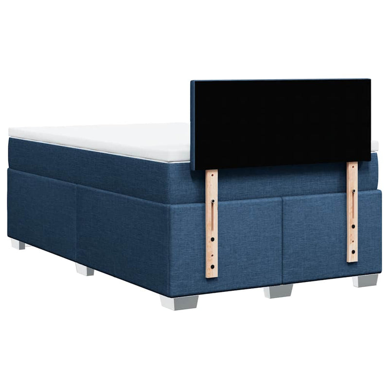 Pat box spring cu saltea, albastru, 120x190 cm, material textil
