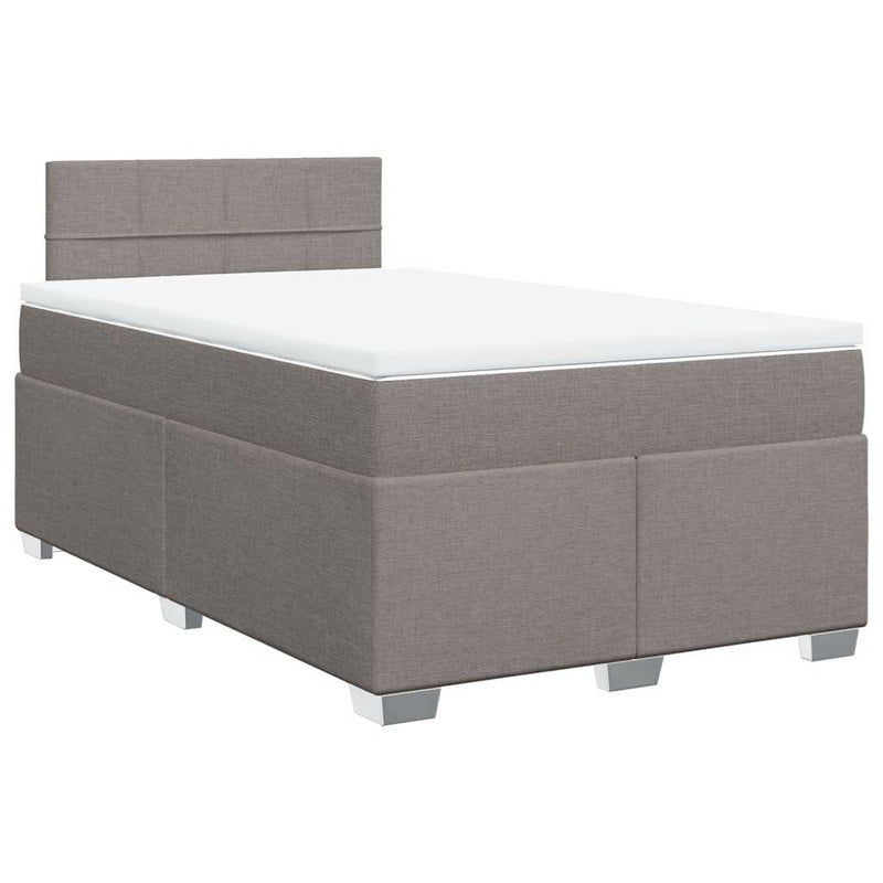 Pat box spring cu saltea, taupe, 120x190 cm material textil