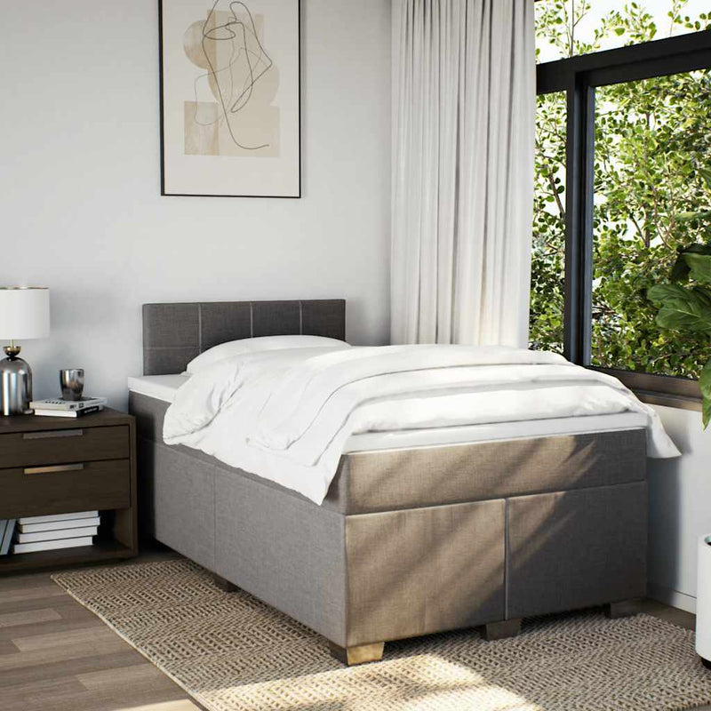 Pat box spring cu saltea, taupe, 120x190 cm material textil