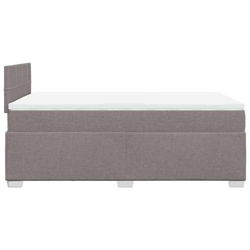 Pat box spring cu saltea, taupe, 120x190 cm material textil