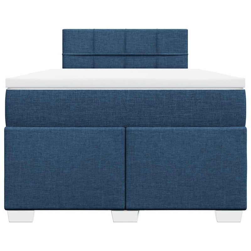 Pat box spring cu saltea, albastru, 120x190 cm, material textil