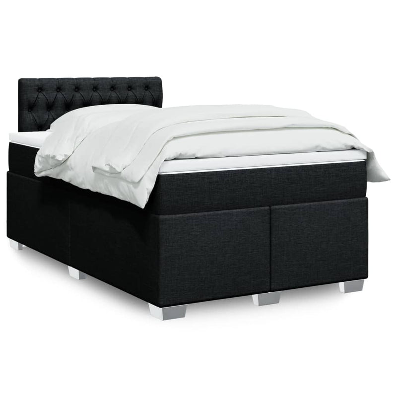 Pat box spring cu saltea, negru, 120x190 cm, catifea