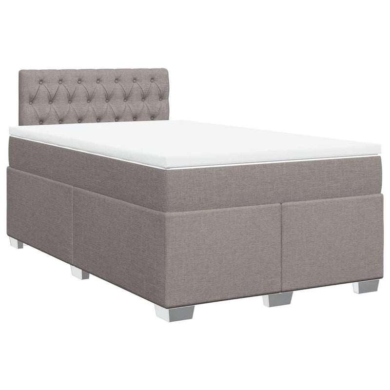 Pat box spring cu saltea, taupe, 120x190 cm material textil