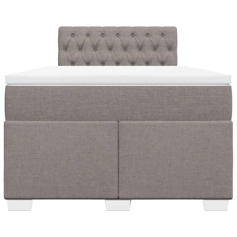 Pat box spring cu saltea, taupe, 120x190 cm material textil