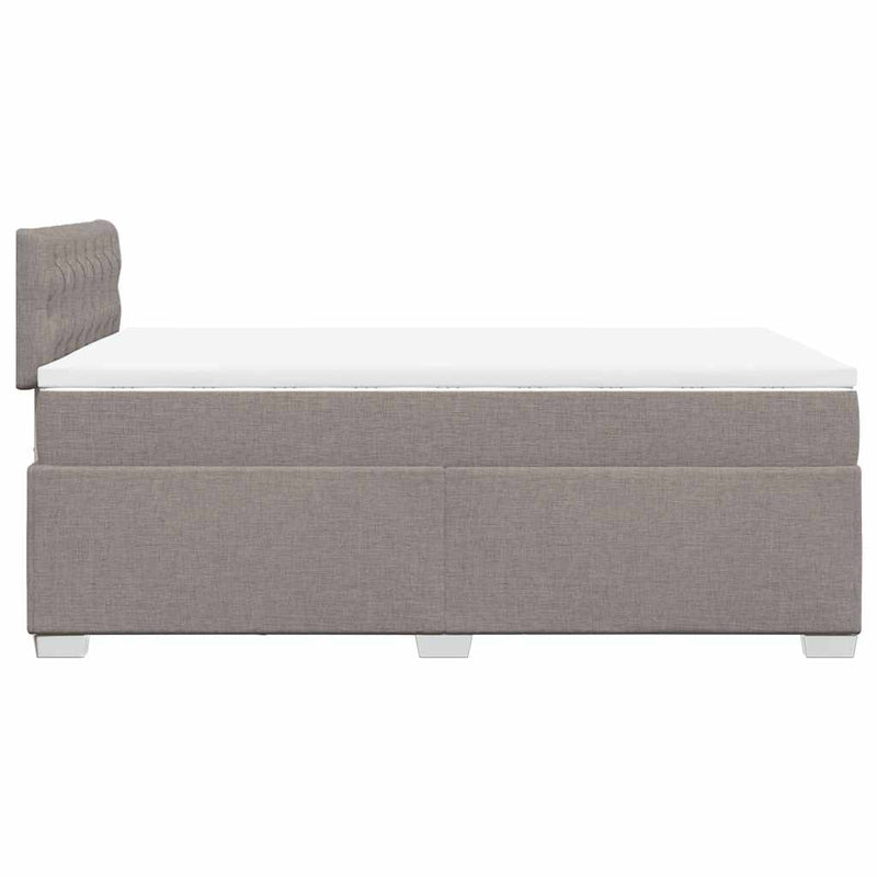 Pat box spring cu saltea, taupe, 120x190 cm material textil