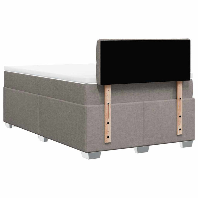 Pat box spring cu saltea, taupe, 120x190 cm material textil