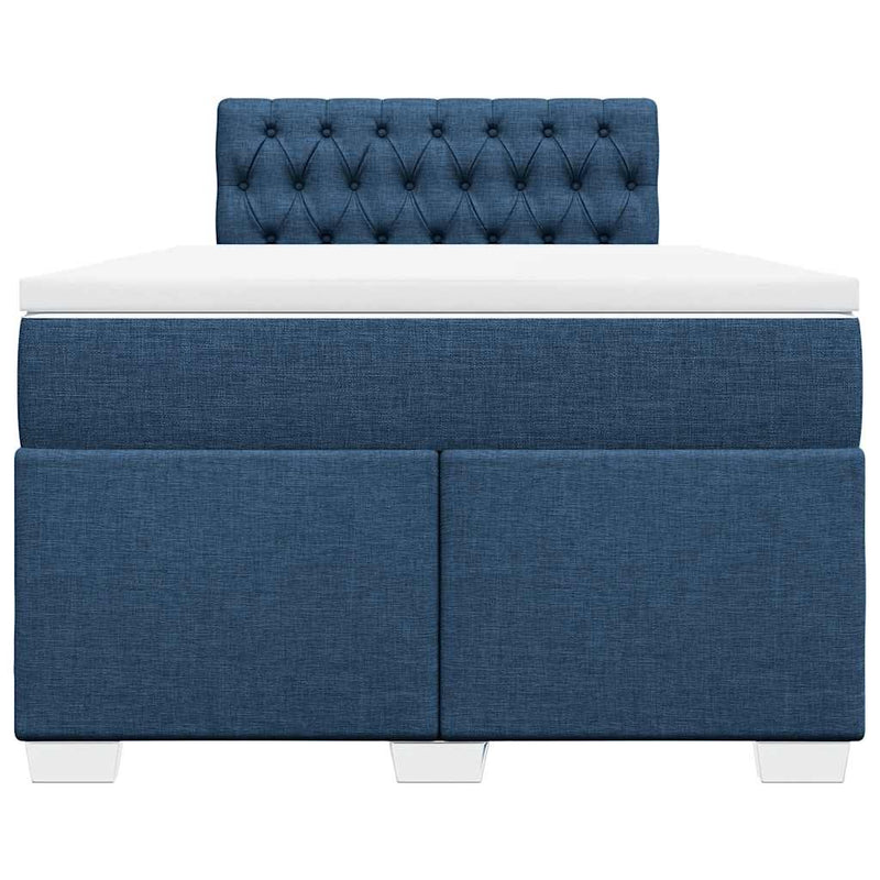 Pat box spring cu saltea, albastru, 120x190 cm, material textil