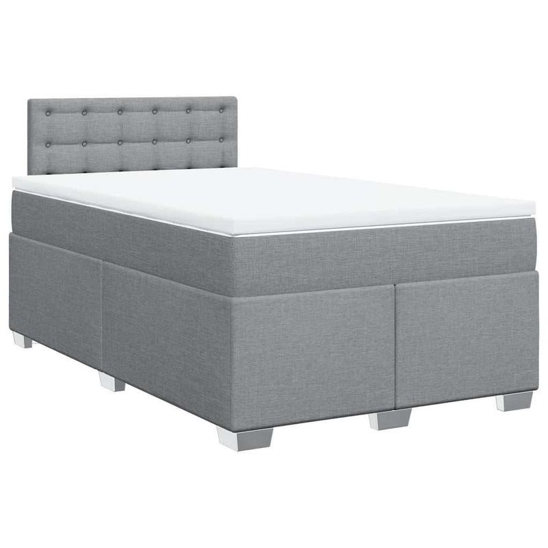 Pat box spring cu saltea, gri deschis, 120x190 cm, textil