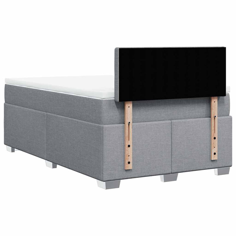 Pat box spring cu saltea, gri deschis, 120x190 cm, textil