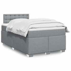 Pat box spring cu saltea, gri deschis, 120x190 cm, textil