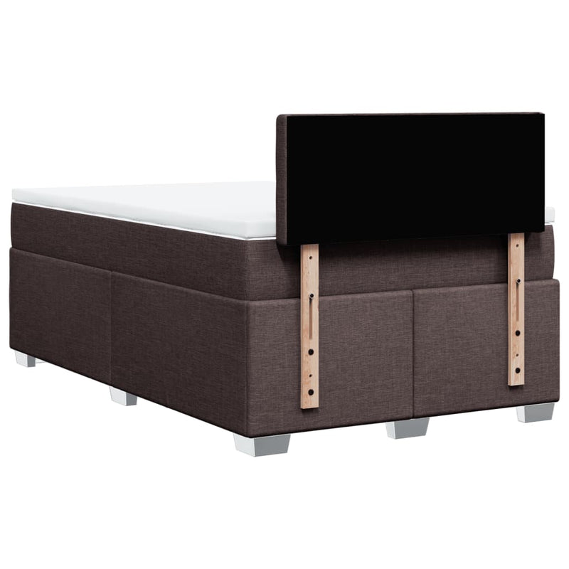 Pat box spring cu saltea, maro închis, 120x190 cm, textil