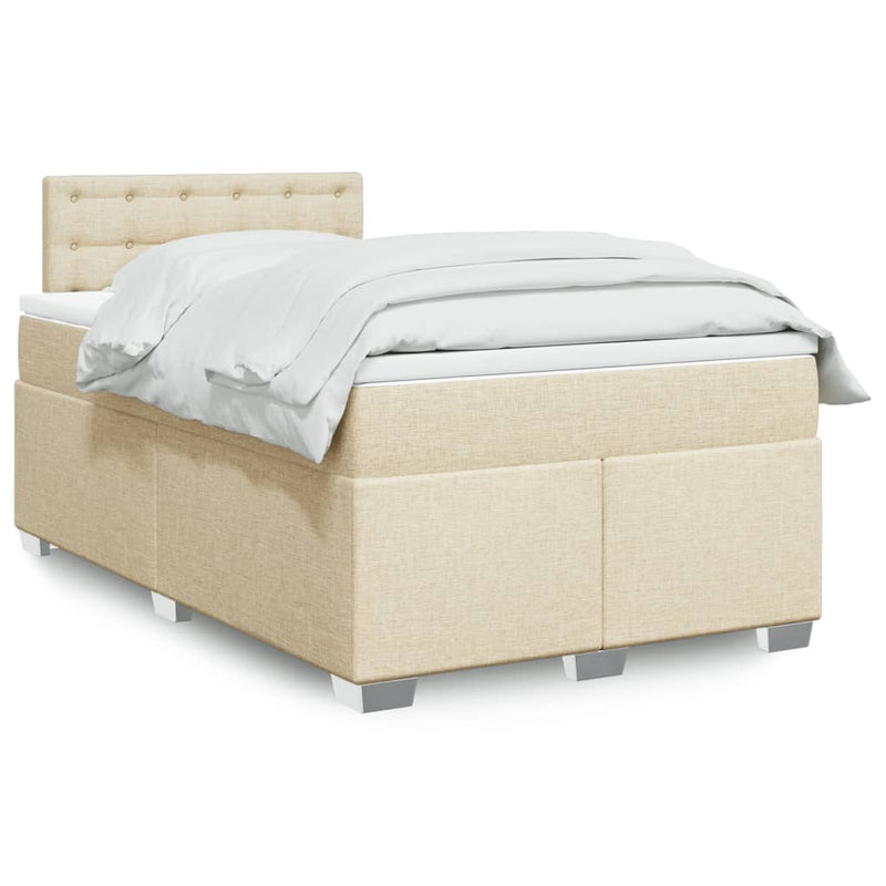 Pat continental cu saltea, crem, 120x190 cm, textil