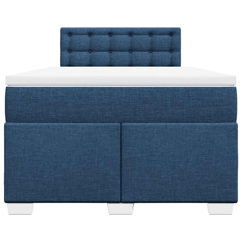 Pat box spring cu saltea, albastru, 120x190 cm, material textil