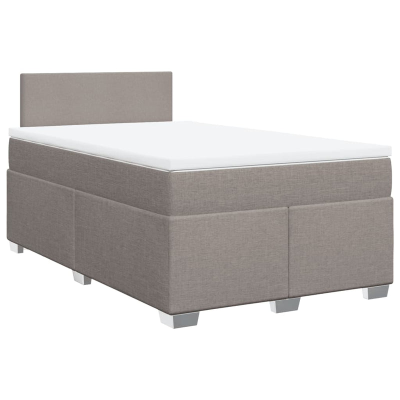 Pat box spring cu saltea, gri taupe, 120x200 cm, textil