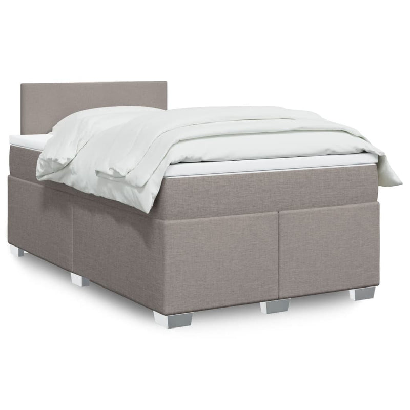 Pat box spring cu saltea, gri taupe, 120x200 cm, textil